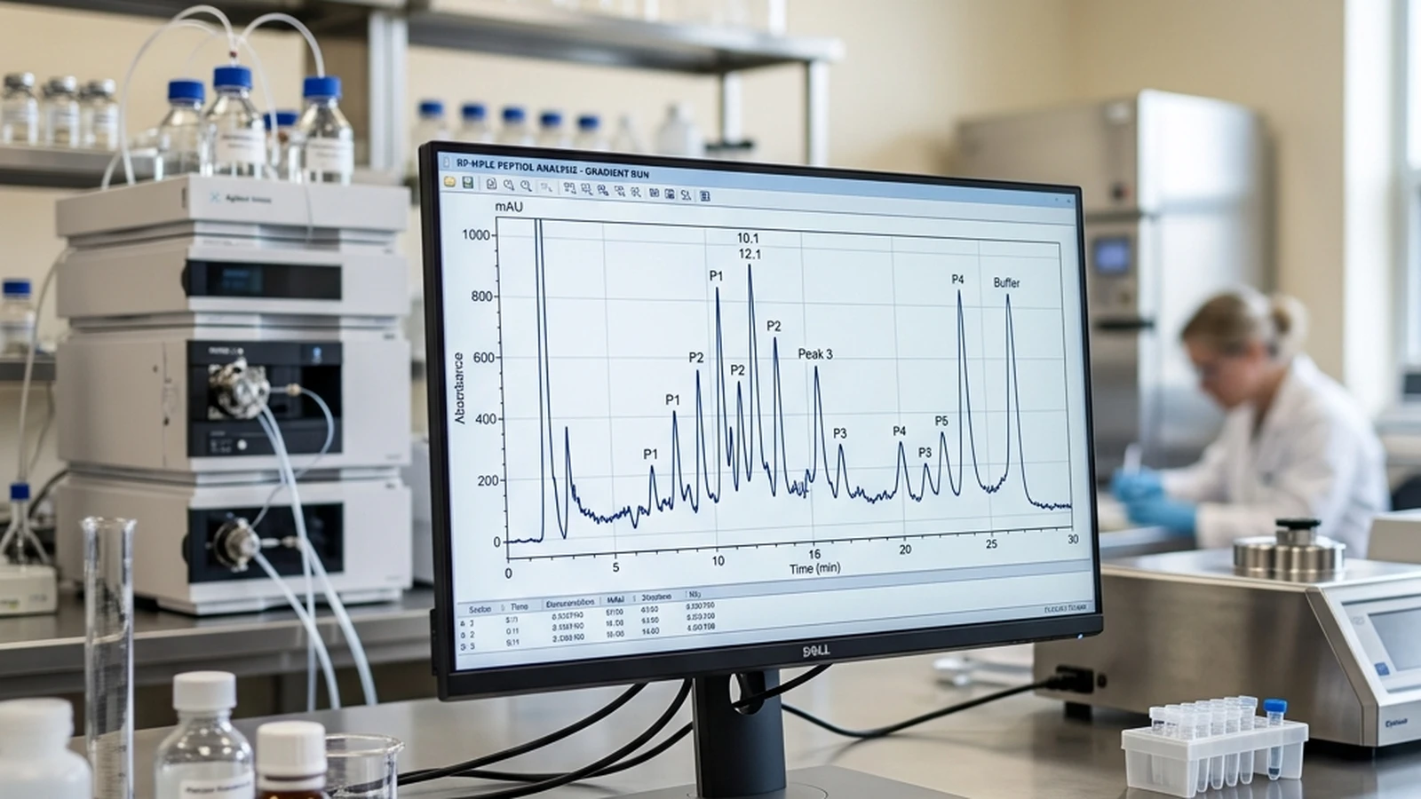 Laboratory HPLC purity verification of a research-grade GLP-3 (Rt) peptide batch