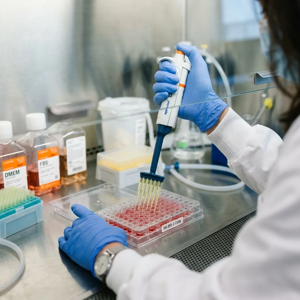 Laboratory bench setup for NAD+ cellular senescence and mitochondrial function research assay